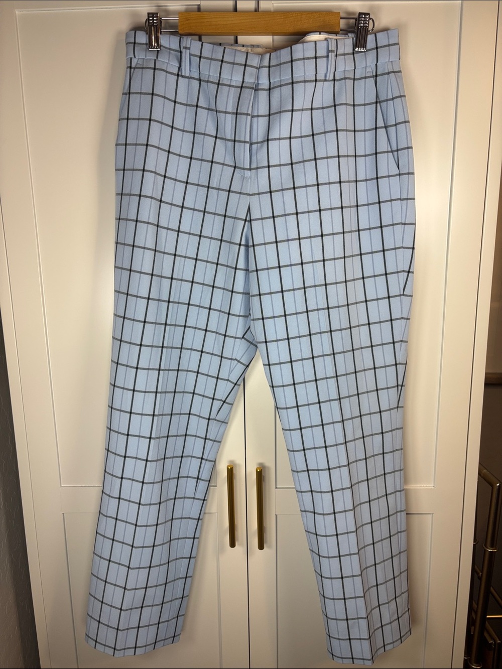 Tory Burch Light Blue Windowpane Chinos